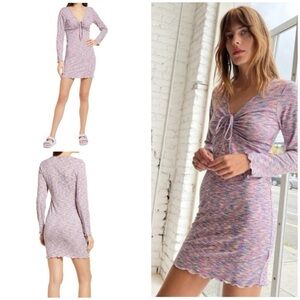 EUC Lisa Says Gah Lotta Long Sleeve Ribbed Space Dye Berry Bodycon Mini Dress S‍